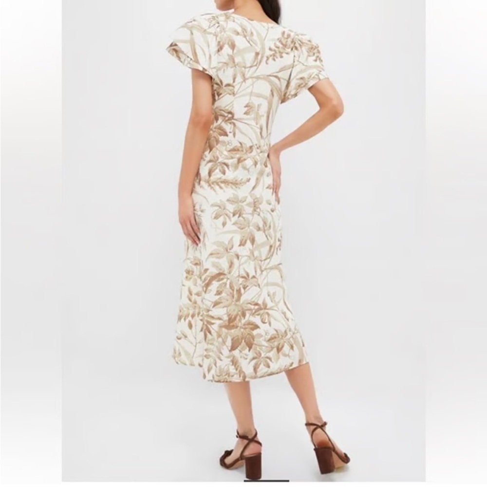 Tuckernuck Dune Breeze Cotton Linen Lily Dress In Cream Botanical Size Large NWT - Picture 3 of 13